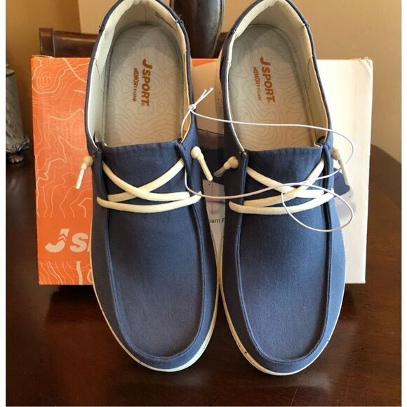 J SPORT - NWTIB - L Sz 11 “Wenden” Casual Slip-On Shoes/Navy Canvas/Rubber Soles - Picture 12 of 14